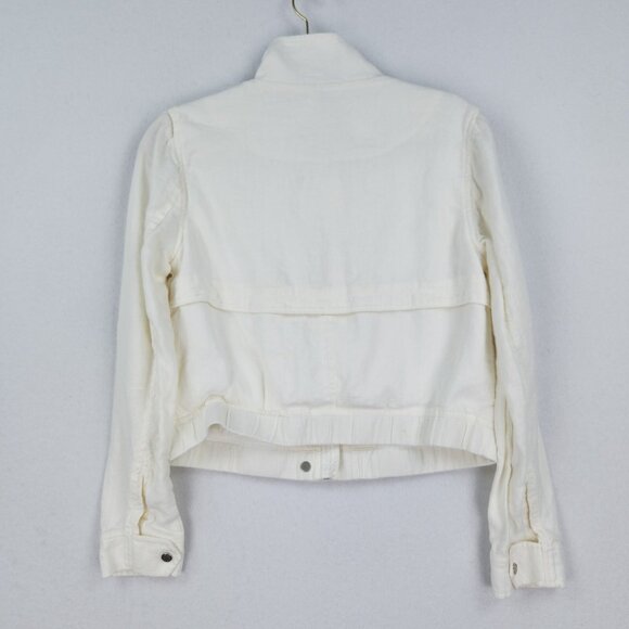 Athleta Jacket Womens Small White Sahara Cropped Linen Moto Full Zip Casual - Picture 14 of 16